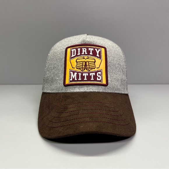 Gongshow Hockey Dirty Mitts Hat Grey Brown Mesh Snapback Trucker Cap Adult Gray - Picture 2 of 8